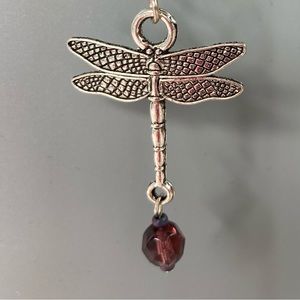 HAND CRAFTED EARRINGS Dragonfly Fire Polished Purple Seed Beads Bling Dangle